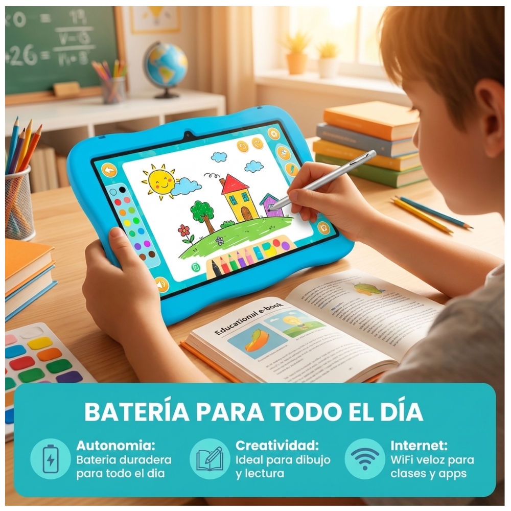 Tablet Educativa Para Niños Android Con Control Parental M26