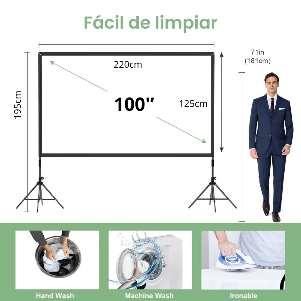 Telón Pantalla De Proyector Duyikj 100inch Blanco + Soportes