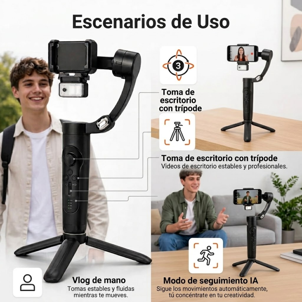 Estabilizador Gimbal Movil 3ejes Seguimiento Facial M3 Alpro