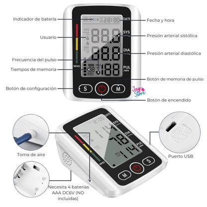 Tensiómetro De Brazo Digital Profesional Soporte De Voz X180
