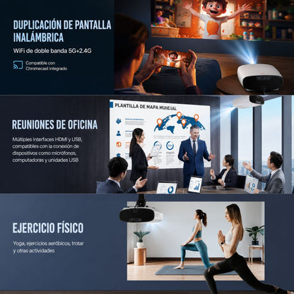 Proyector Smart 8k Full Hd Q7 1300 Ansis + Telón Arl 120inch