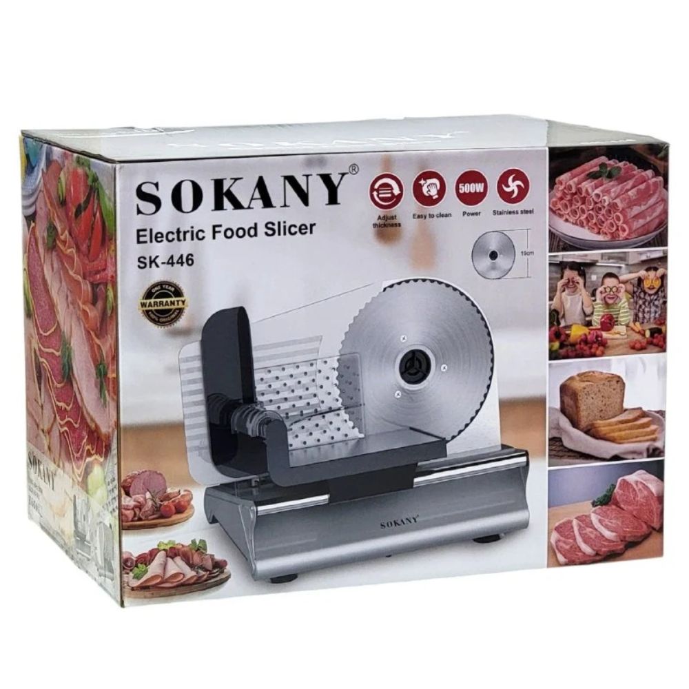 Rebanadora De Carne Sokany Eléctrica Acero Inoxidable 500w