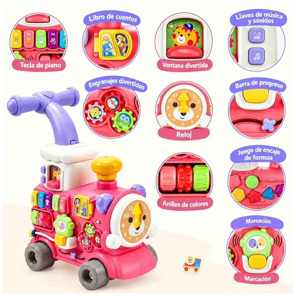 Carrito Infantil Caminador 5 En 1 Tren Didáctico Bebés Luces