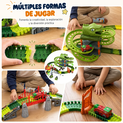 Pista De Carritos Flexible Armable 217 Piezas Dinosaur Race