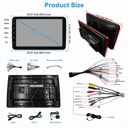 Pantalla Android 10inch Carplay Auto Cámara Gps Bt Táctil