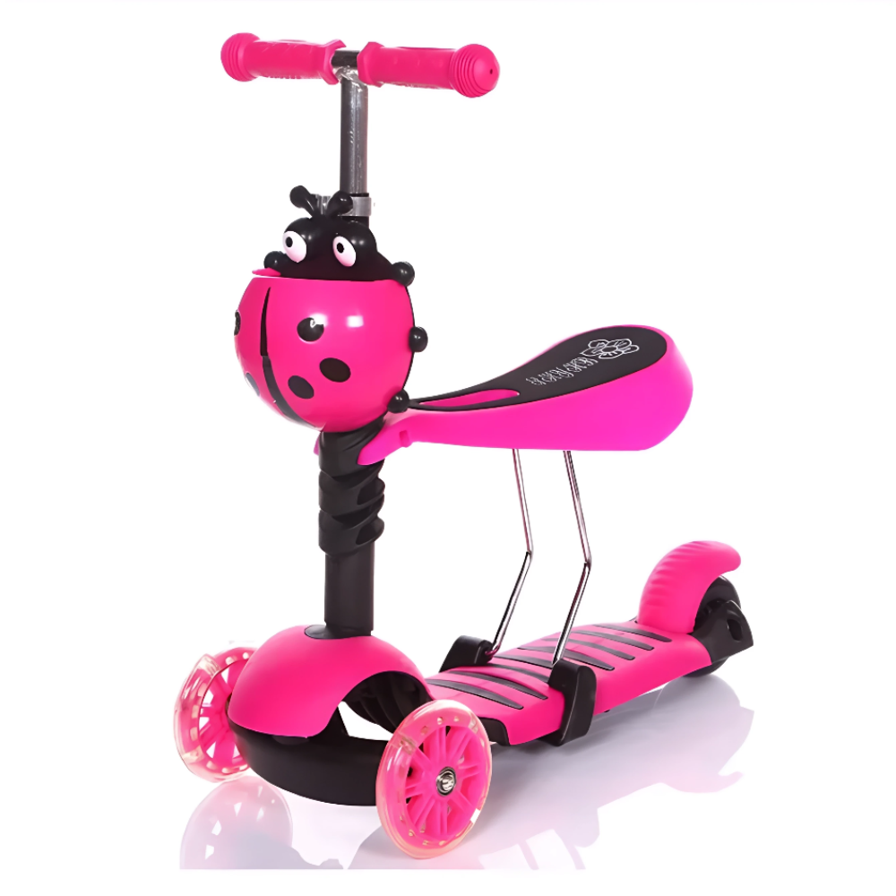 Patineta Scooter Monopatín Para Niños 5en1 Luz Led Mariquita