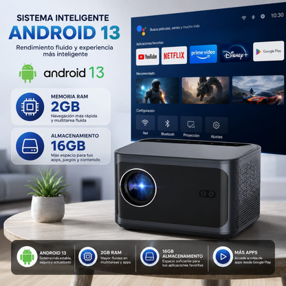 Proyector Smart Android 500Ansi Ultra Hd Wifi Auto Focus JY540