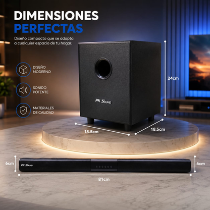 Barra De Sonido Profesional Pk Sound 2.1 Teatro En Casa S508