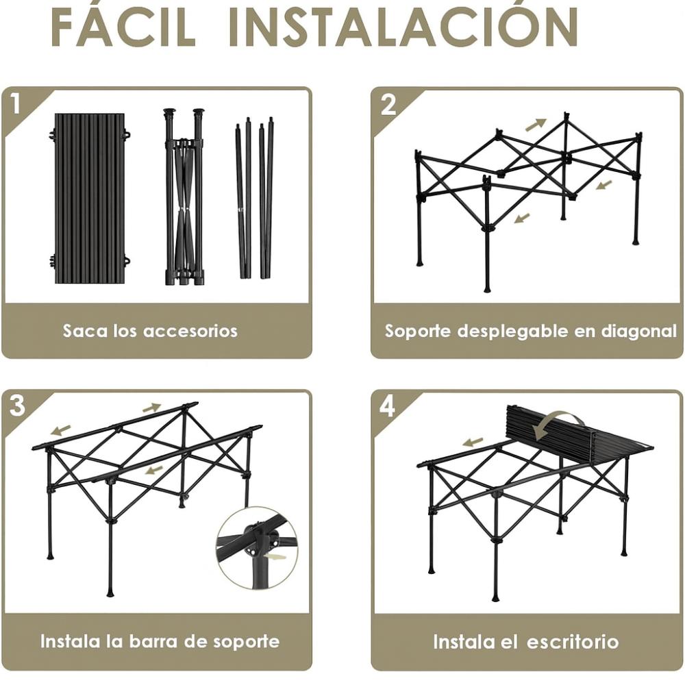 Juego De Camping Set Mesa 95cm 4 Sillas Plegables Portatil