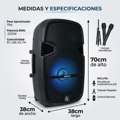 Cabina De Sonido Profesional 15in Recargable Sonivox VS-SS1987