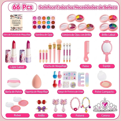 Kit Belleza Infantil Estuche Cosmetiquera Juguete Niñas 66pc