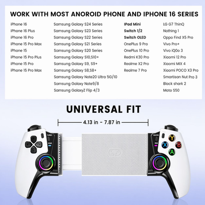 Control Gamer Bluetooth Rgb Portátil Android Ios Pc Gamepad