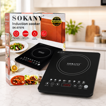 Estufa Eléctrica Inducción 1 Puesto Táctil Sokany 1200w 110v