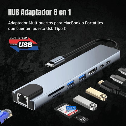 Hub Multipuerto Macbook Thunderbolt Rj45 Hdmi Usb C Usb A Sd