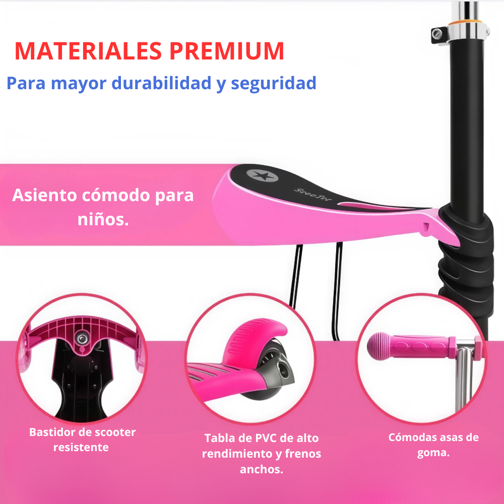 Patineta Scooter Monopatín Para Niños 5en1 Luz Led Mariquita