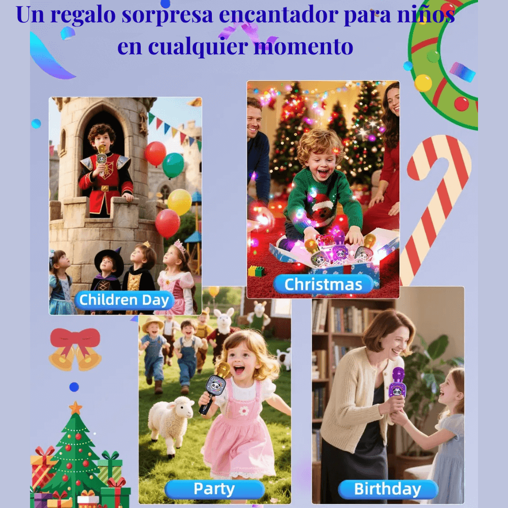 Micrófono Karaoke Inalámbrico Bluetooth Niños 3+ Portátil X7