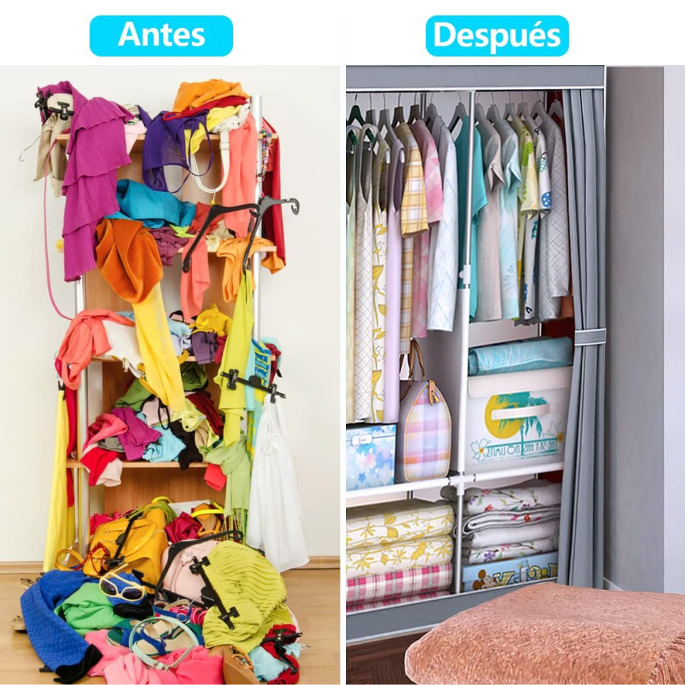 Armario De Tela Portátil Closet Organizador De Ropa Doble