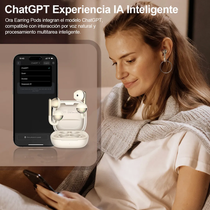 Audifonos BT Kieslect Ora Earring Pods Traductor IA Chat GPT