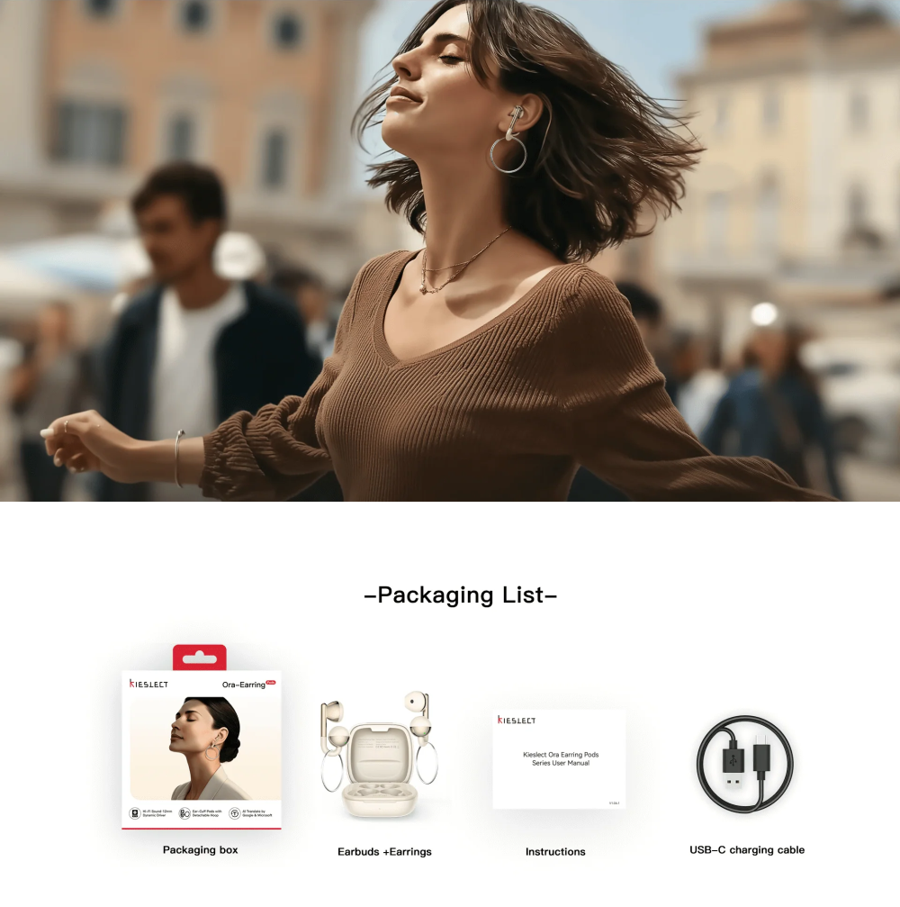 Audifonos BT Kieslect Ora Earring Pods Traductor IA Chat GPT