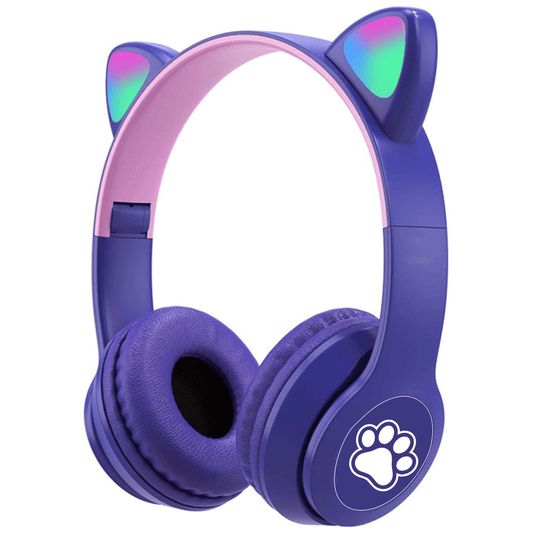 Diadema Audifonos Niña Bluetooth Orejas De Gato Luz Rgb Mz03