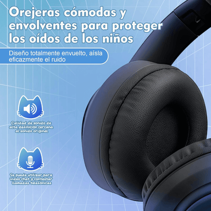 Diadema Audifonos Niña Bluetooth Orejas De Gato Luz Rgb Mz03