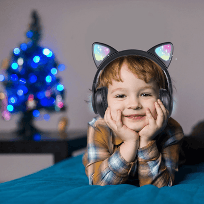 Diadema Audifonos Niña Bluetooth Orejas De Gato Luz Rgb Mz03