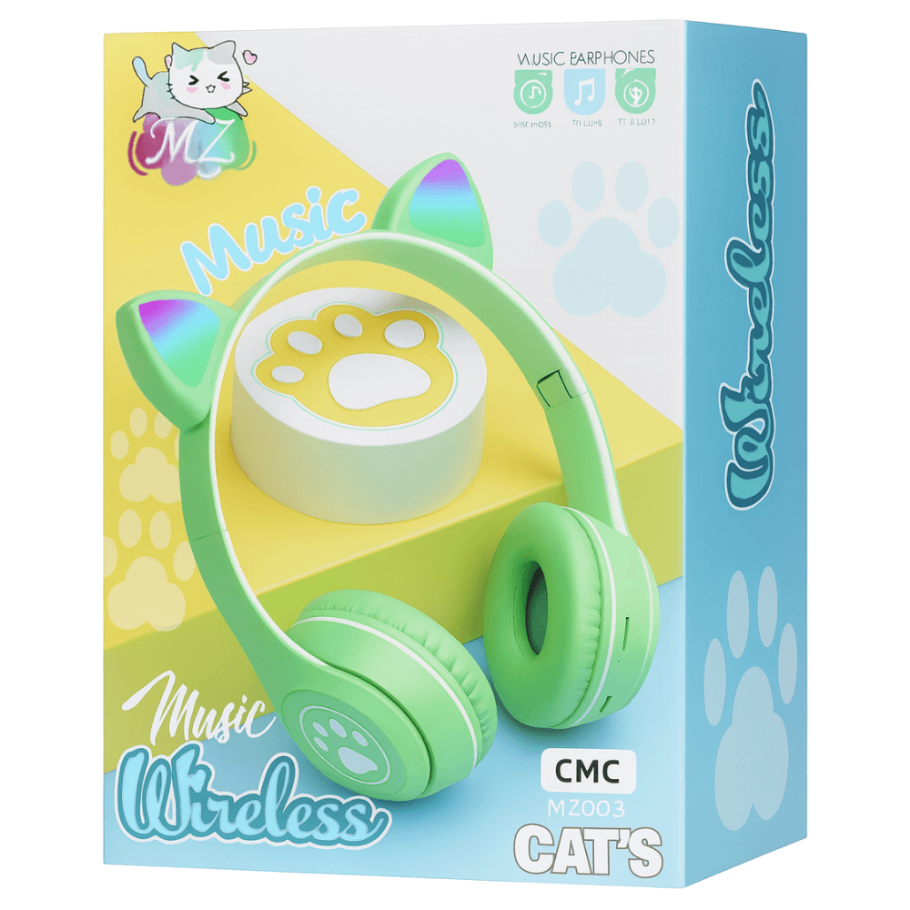 Diadema Audifonos Niña Bluetooth Orejas De Gato Luz Rgb Mz03