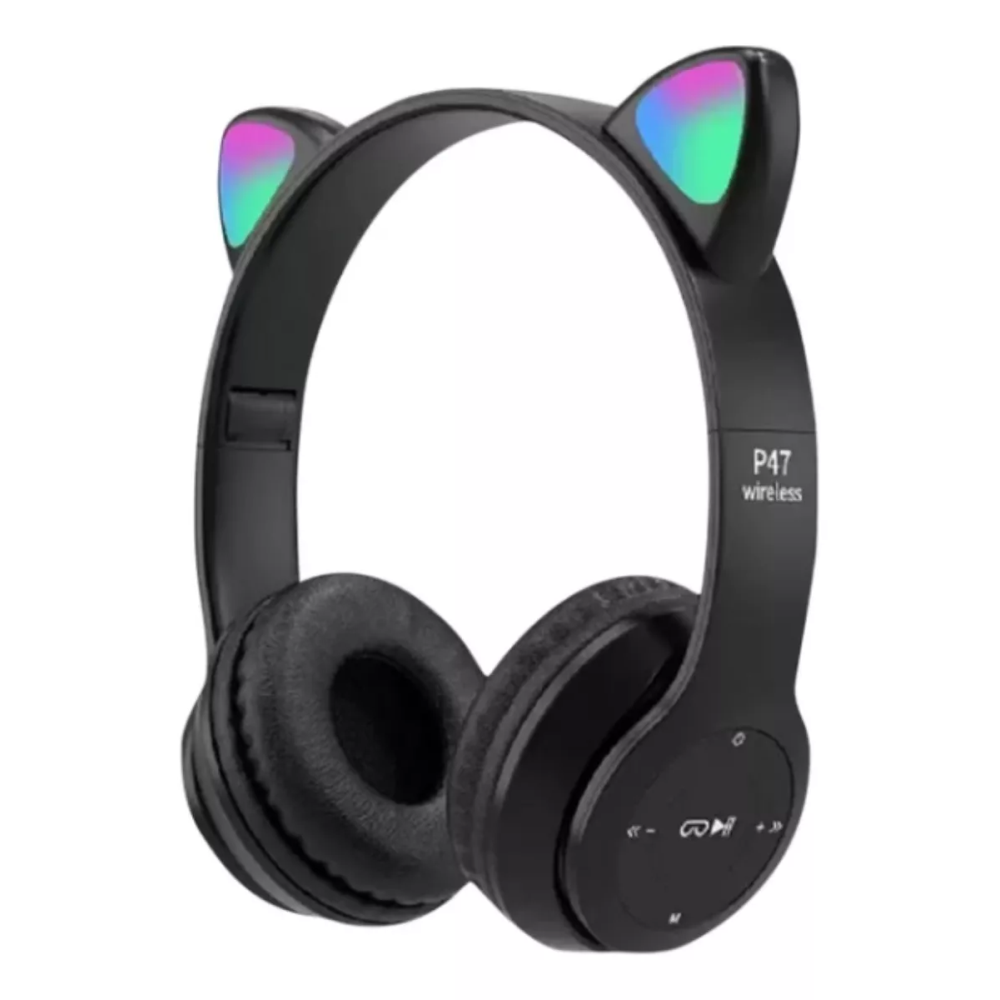 Diadema Ni as Audifonos Bluetooth Orejas Gato Luz Rgb Mz47