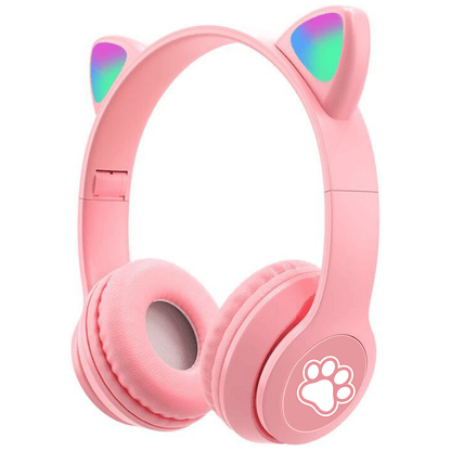 Diadema Audifonos Niña Bluetooth Orejas De Gato Luz Rgb Mz03