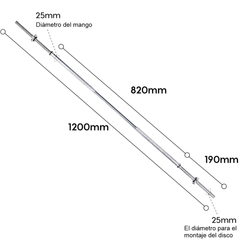 Barra Recta 120cm Para Pesas De Disco Estandar Acero Cromada