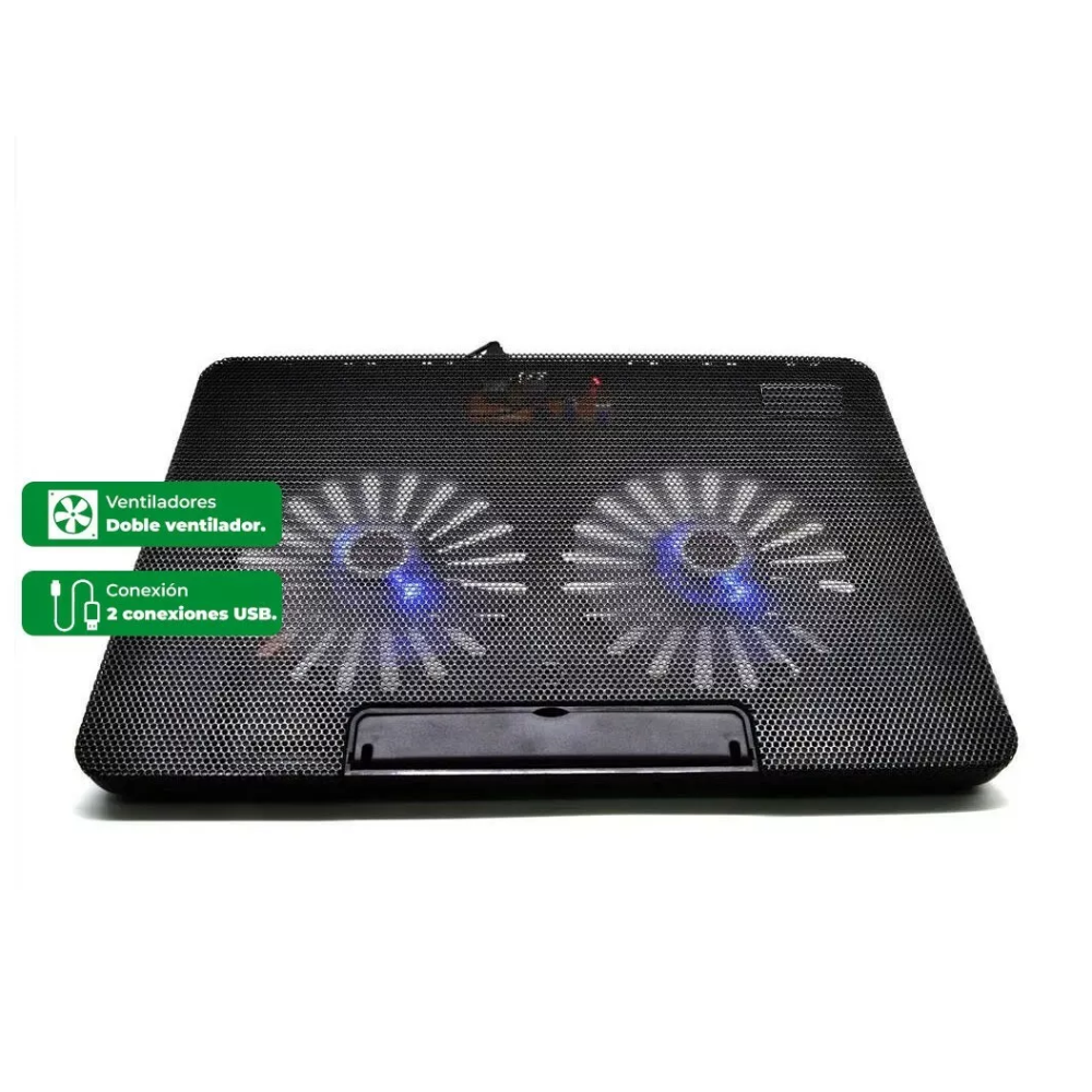 Base Refrigerante Laptop Doble Ventilador Luz Led 2 Usb Q100