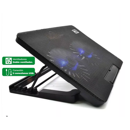 Base Refrigerante Laptop Doble Ventilador Luz Led 2 Usb Q100