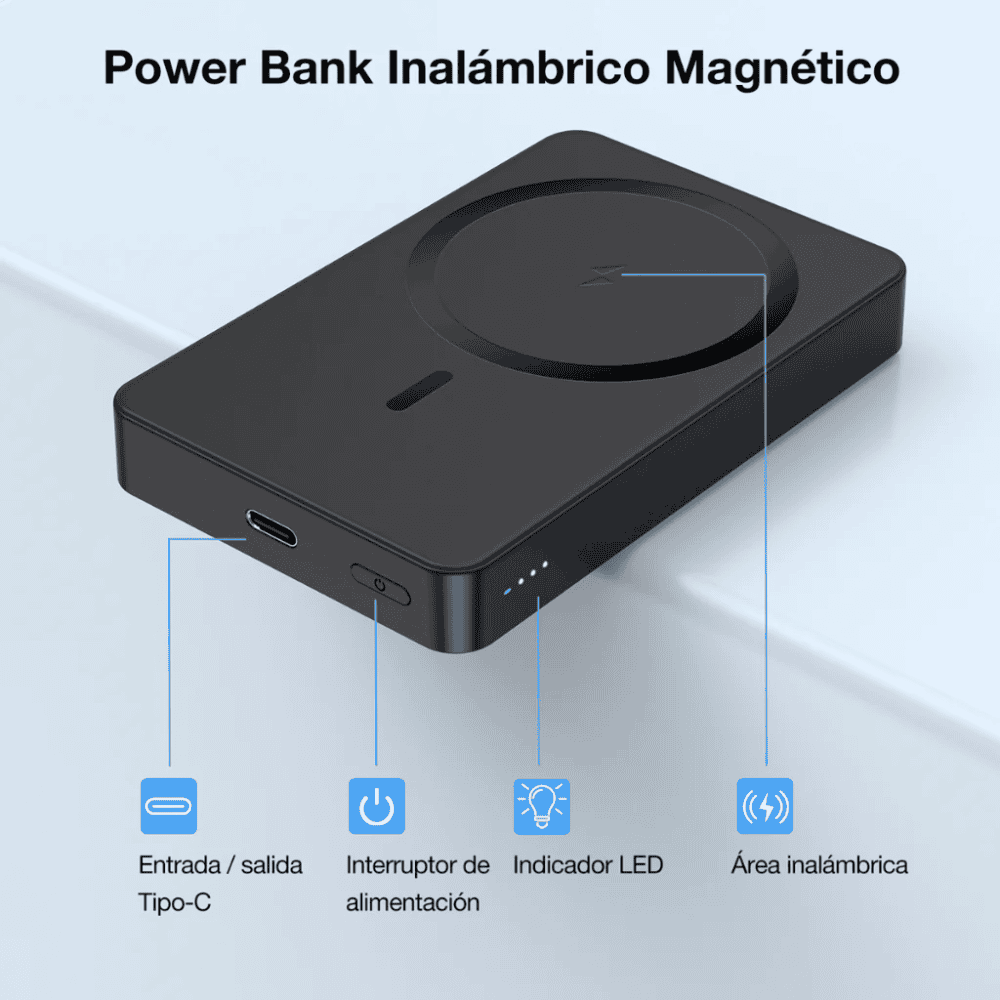 1hora Batería Externa Magnética Power Bank 5000mah Gar276