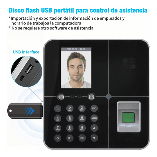 Biometrico Smart Reloj Control Asistencia Huellas Facial Usb