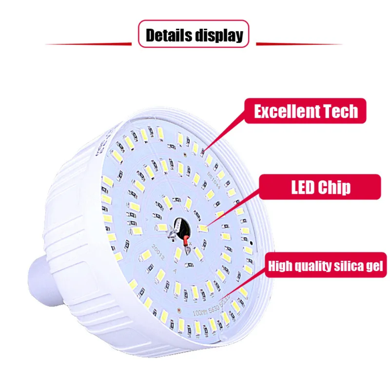 Bombillo Led Recargable Emergencia 3 Modos Alto Brillo 30w