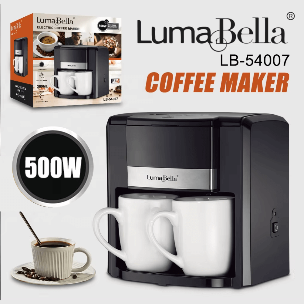 Cafetera Electrica 2 Tazas Porcelana 300ml Maquina Café 500w