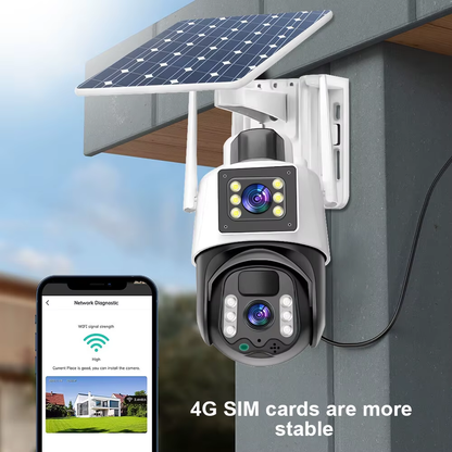 Cámara De Seguridad Ptz Solar 4g Wifi Doble Lente 6mpx Tp15