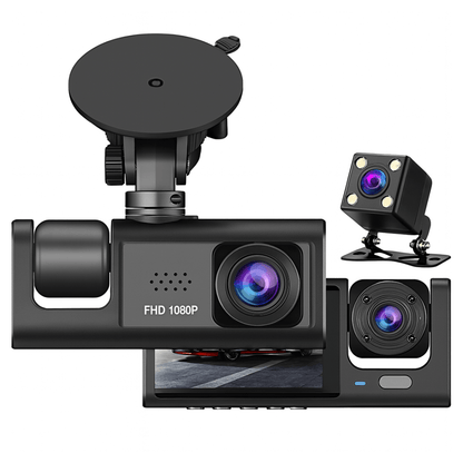Cámara Carro Dash Cam 1080p Hd 3 Lentes Camara Vehicular Dvr