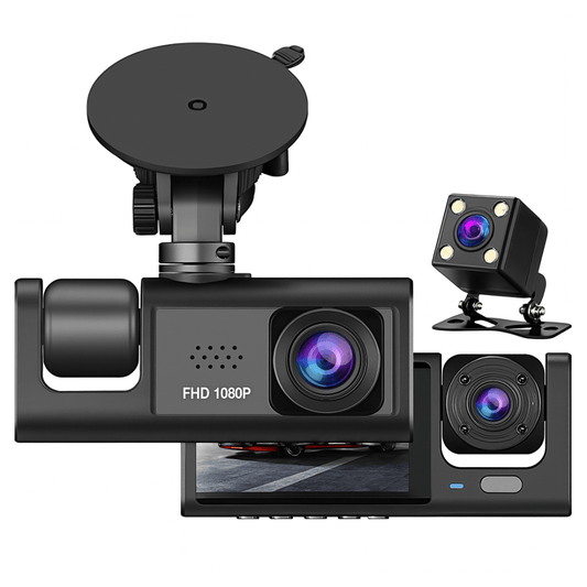 Cámara Carro Dash Cam 1080p Hd 3 Lentes Camara Vehicular Dvr