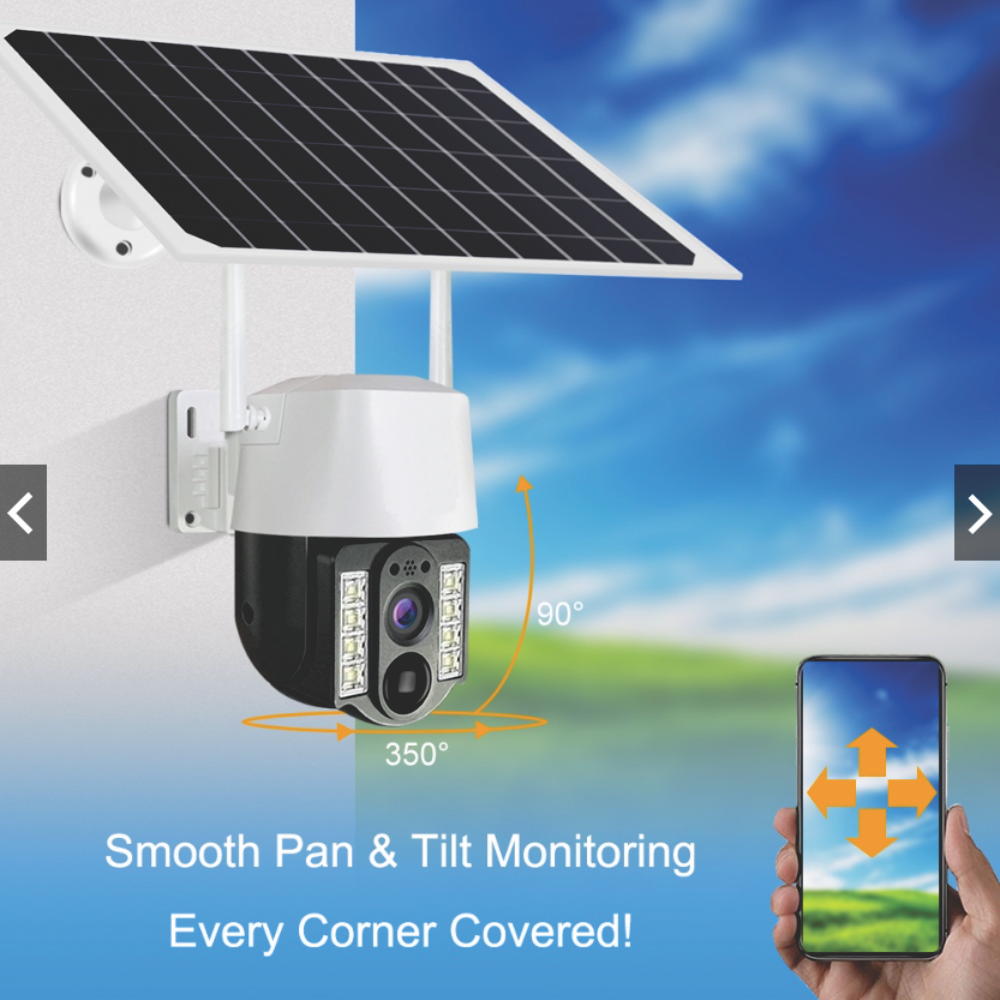  Cámara PTZ WiFi 1080P al aire libre, batería solar PTZ cámara  de seguridad IP con visión nocturna a color, audio de 2 vías, detección de  movimiento, para seguridad en el hogar 