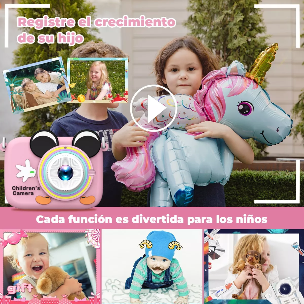 Cámara Digital De Niños Dual Lente Selfie 20mpx 1080p Mickey