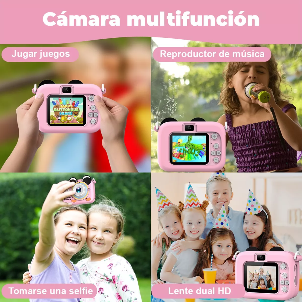 Cámara Digital De Niños Dual Lente Selfie 20mpx 1080p Mickey