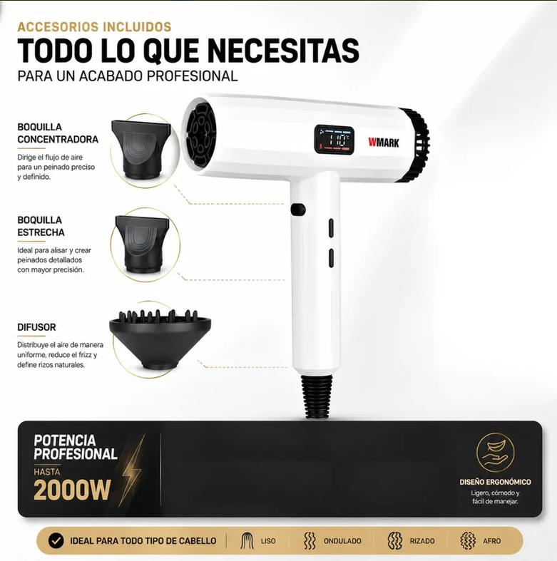 Secador De Pelo Profesional Specter Wmark 2000w Ng-9106w