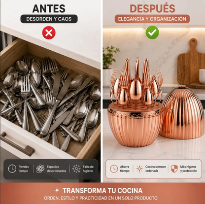 Juego De Cubiertos 6 Puestos 24ps Ubaoshang Acero Inoxidable