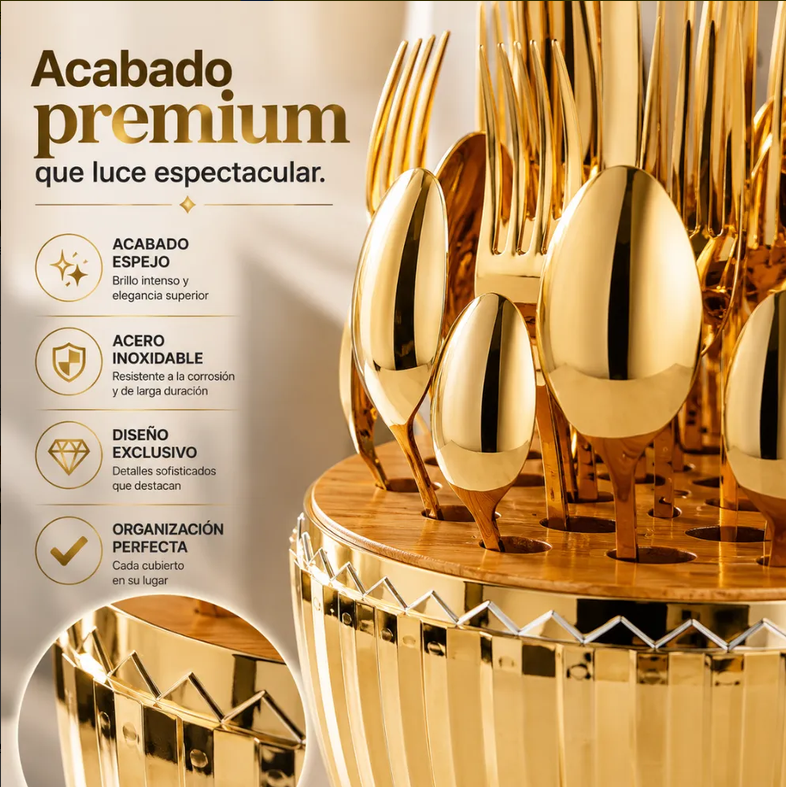 Juego De Cubiertos 6 Puestos 24ps Ubaoshang Acero Inoxidable