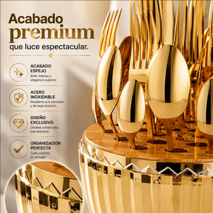 Juego De Cubiertos 6 Puestos 24ps Ubaoshang Acero Inoxidable