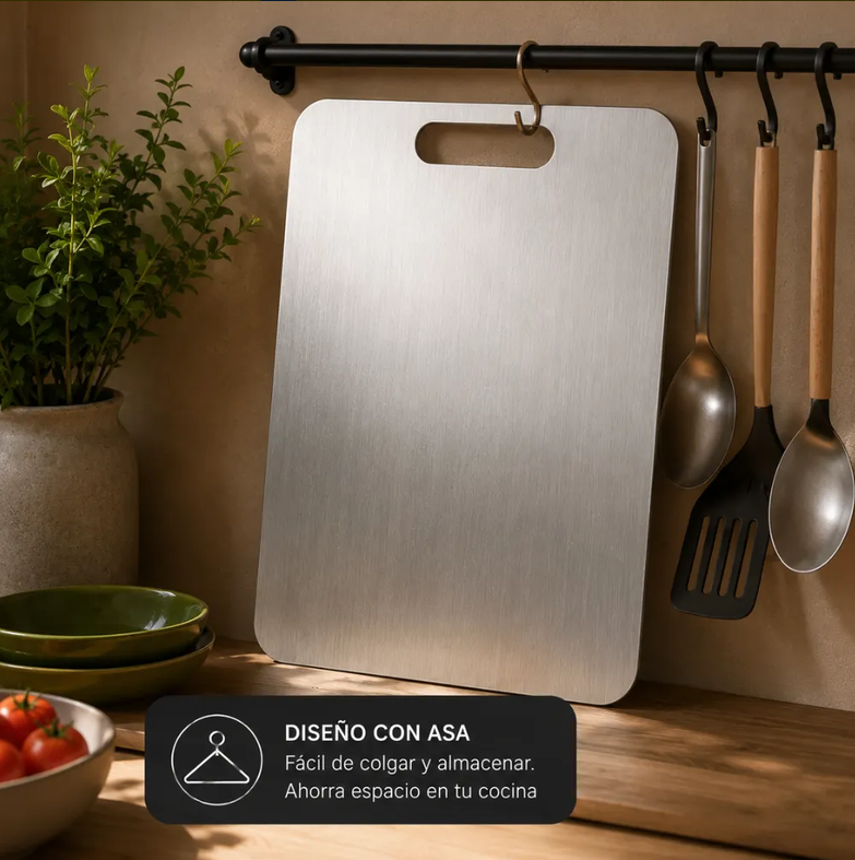 Tabla De Picar Acero Inoxidable Cocina Antibacterial 23x34