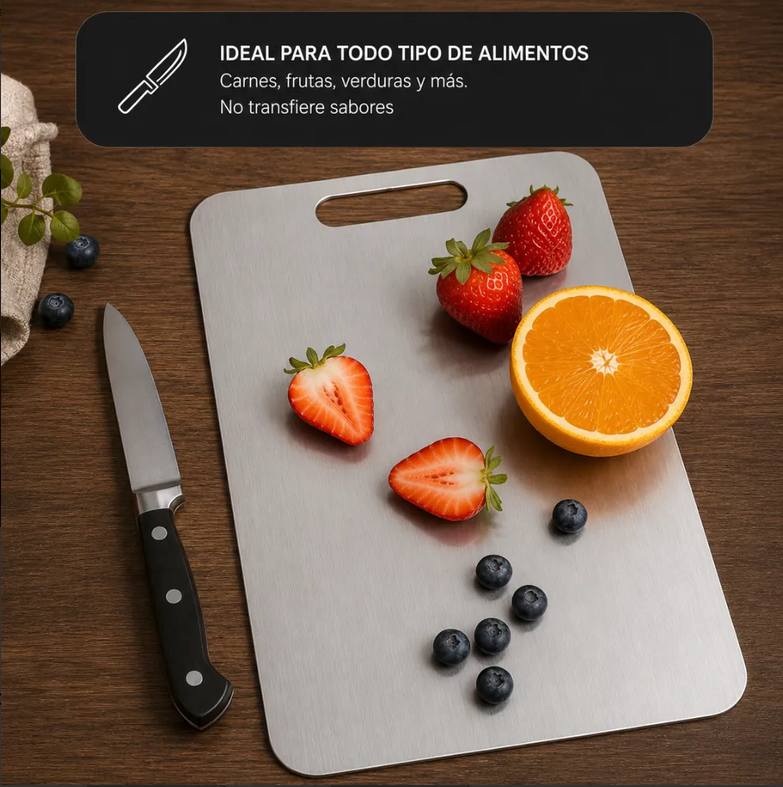 Tabla De Picar Acero Inoxidable Cocina Antibacterial 23x34