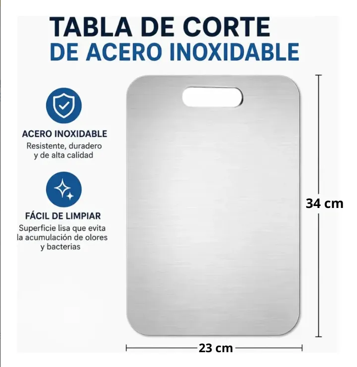 Tabla De Picar Acero Inoxidable Cocina Antibacterial 23x34
