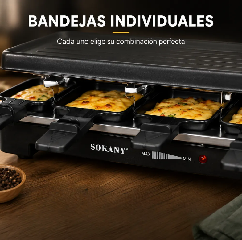 Plancha Eléctrica Sokany Multifuncional Parrilla 8 Puestos
